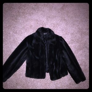 Faux black fur coat
